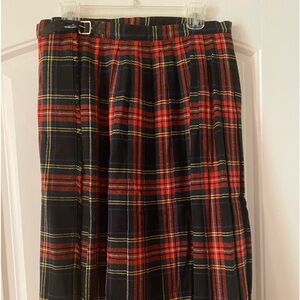 Pleated wrap around plaid skirt